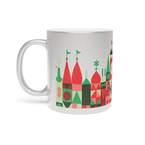 Small World Christmas Metallic Mug (Silver)